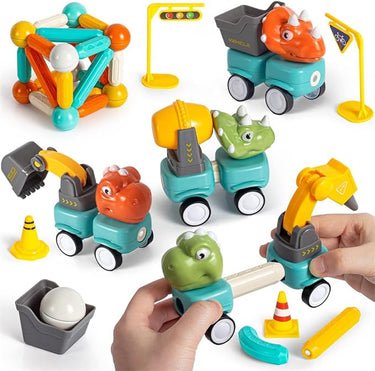DIY MAGNETIC RODS DINOSAUR CONSTRUCTION TRUCK TOY - 58PCS